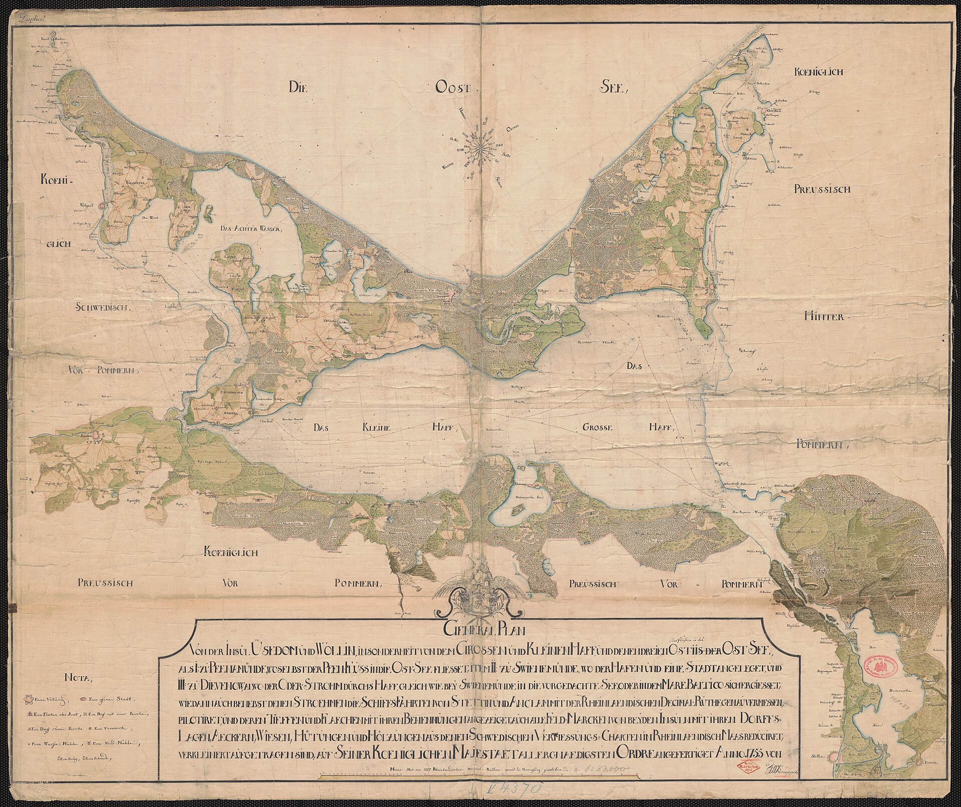 Map of the islands of Usedom and Wollin
