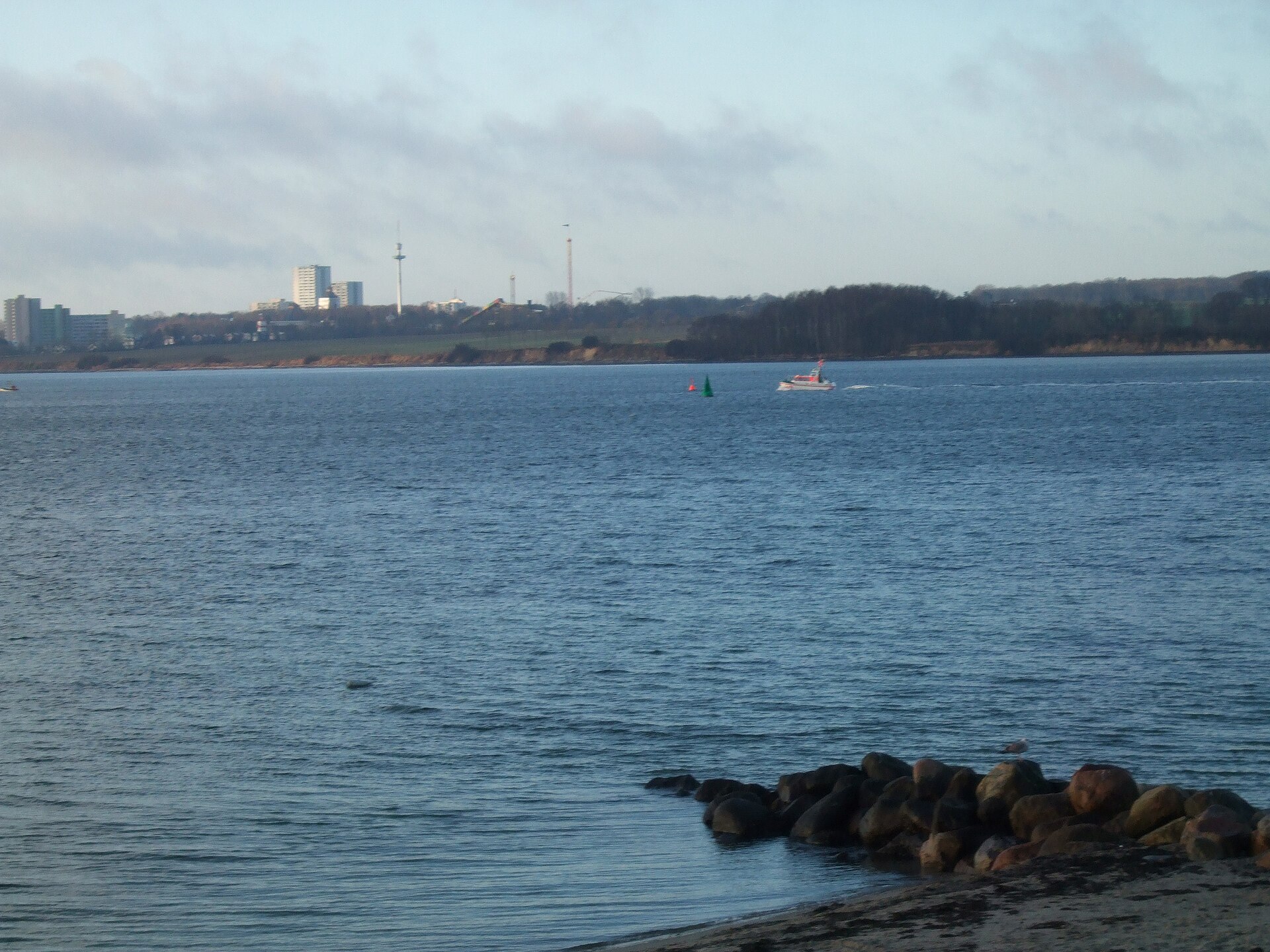 A view over the Bay of Lübeck to the Hansa-Park in Sierksdorf, Germany