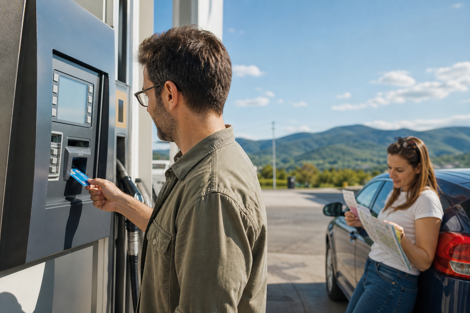 Kartenzahlung an einem europäischen Tankautomaten