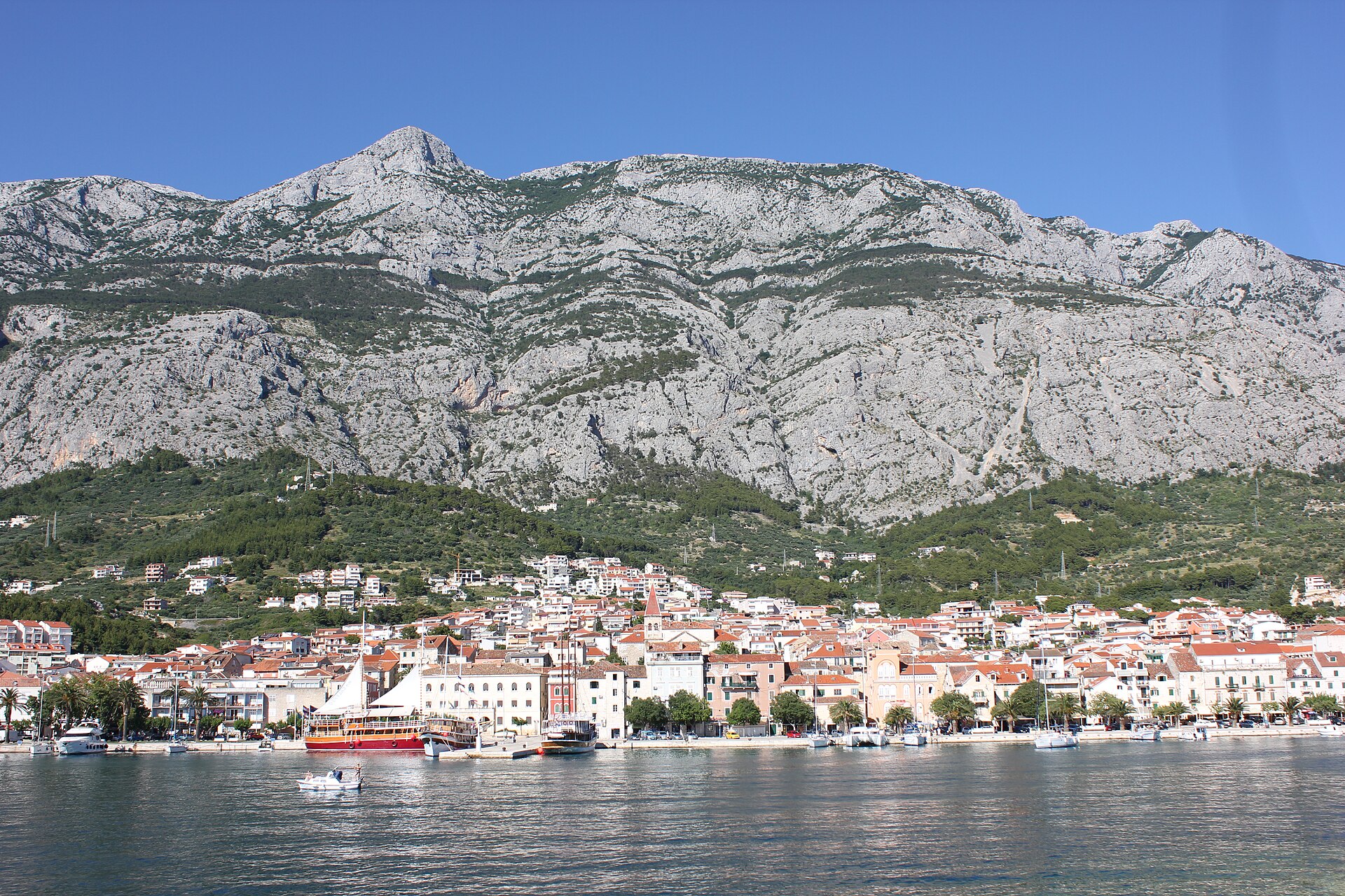Mountain Biokovo above the town of Makarska