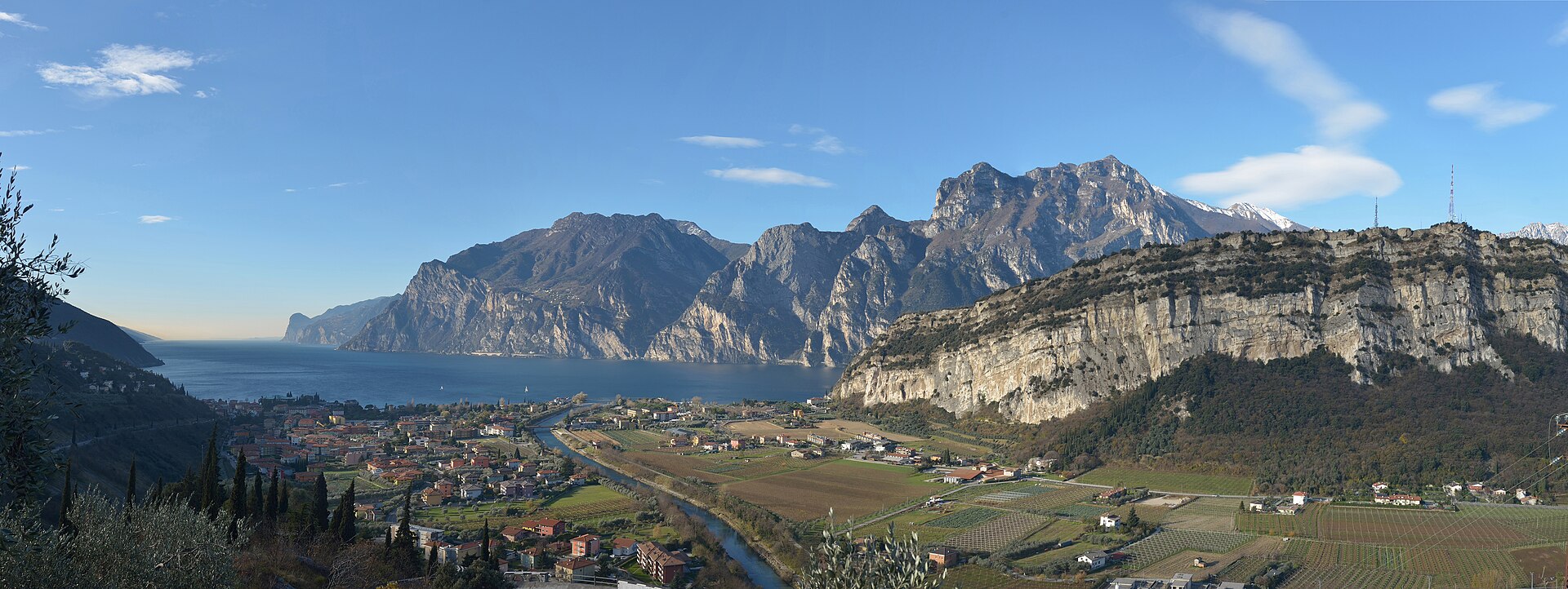 Torbole on the Garda Lake with river Sarca