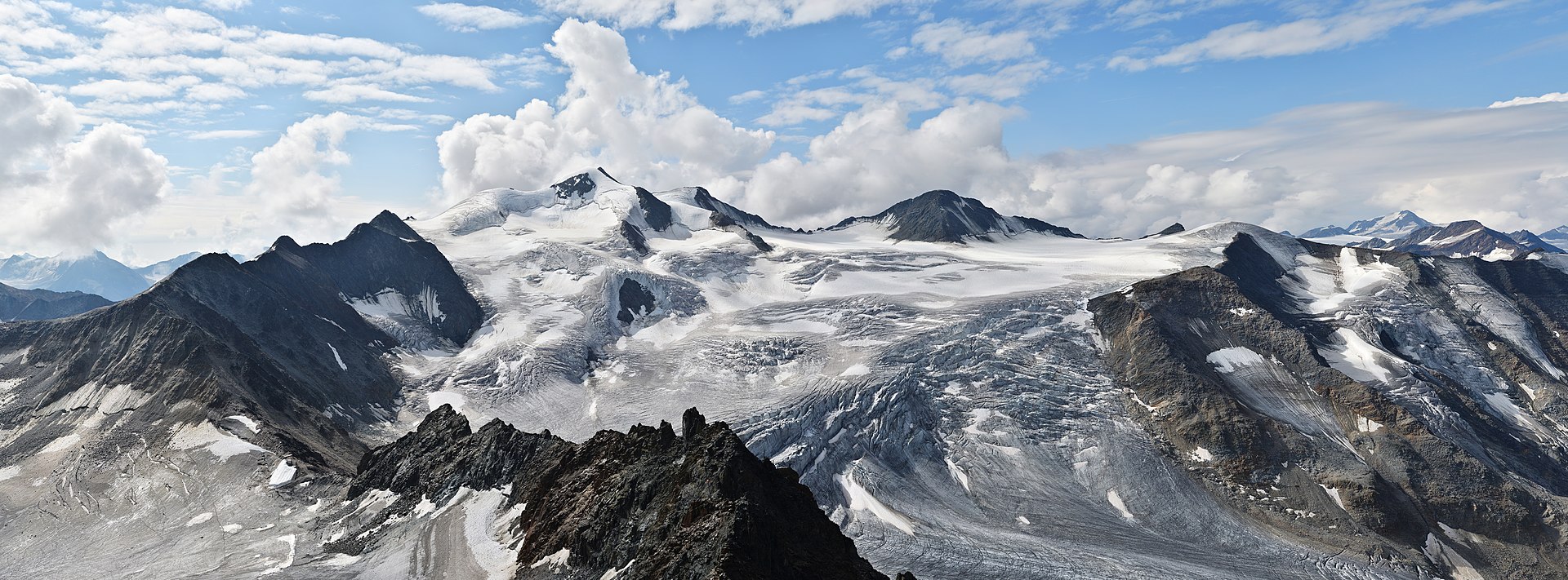 Pitztal Glacier and Wildspitze (3768 meters) as seen from Hinterer Brunnenkogel (3440 meters)
